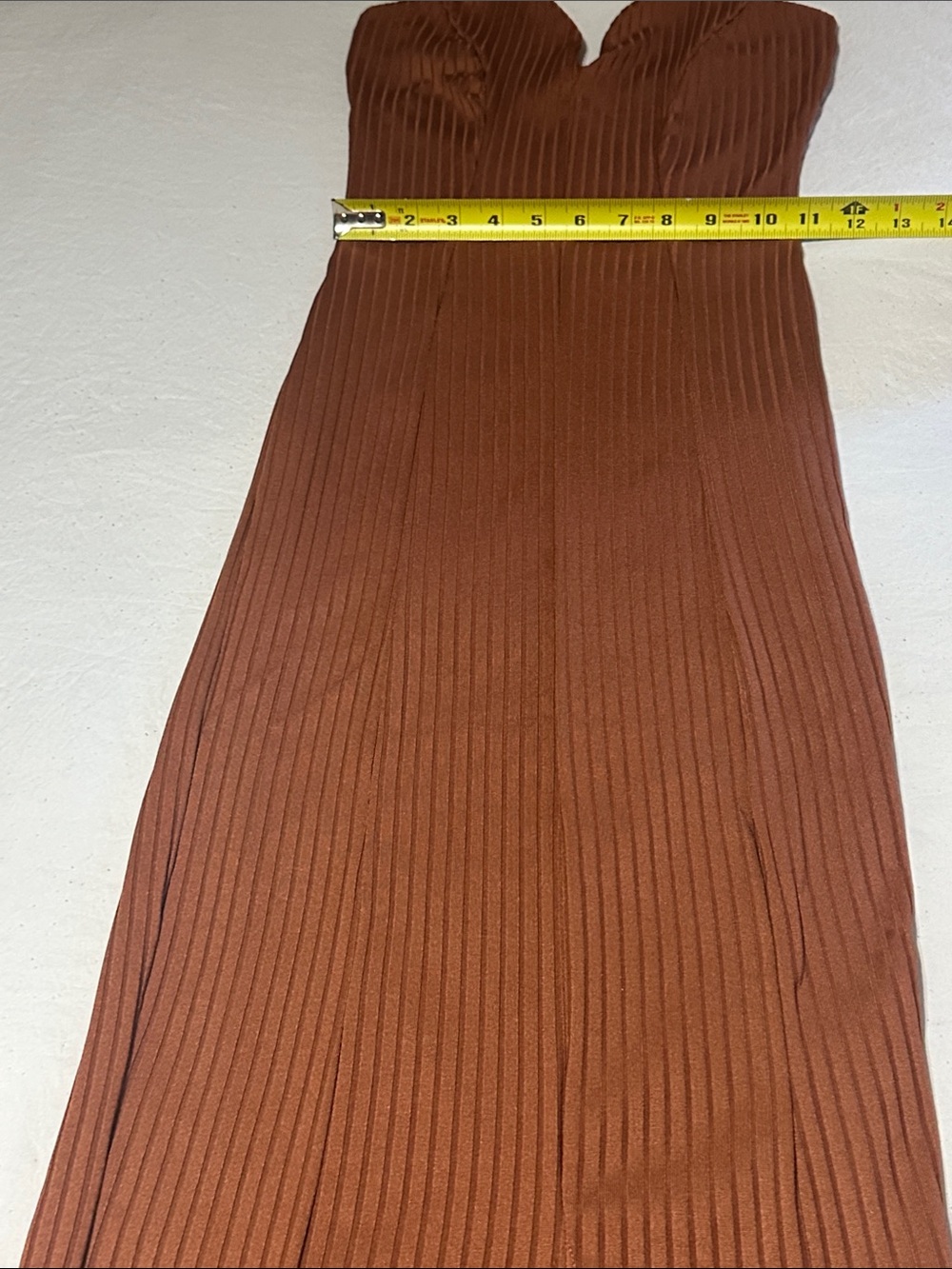 PrettyLittleThing Rust Brown Ribbed Maxi Dress - Picture 4 of 8